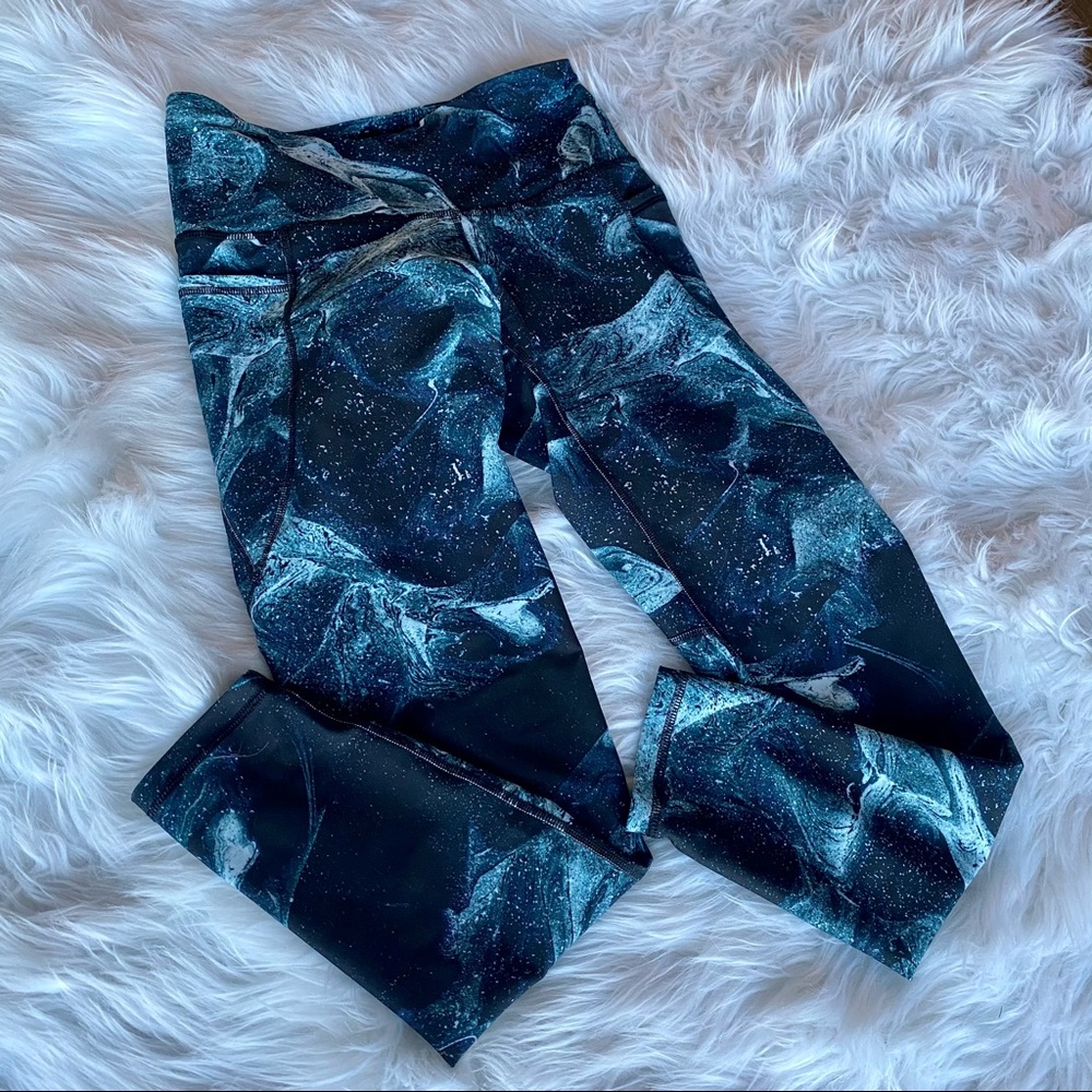 Old navy active wear leggings, speckled turquoise